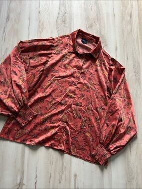 Daytrip Coral Red Paisley Button-Down Shirt